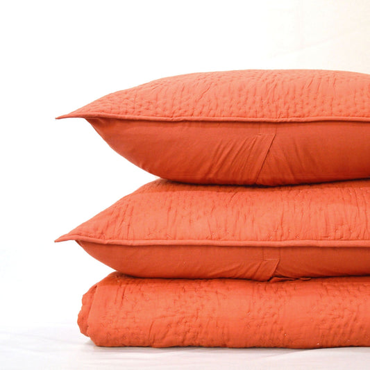 Rust Kantha Chevron Quilted Bed Set – Twin, Queen, King Sizes