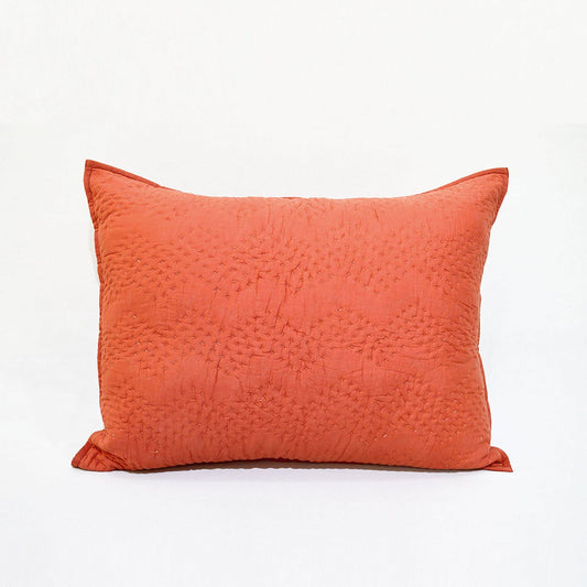 Rust Kantha Quilted Pillowcase with Chevron Pattern – Multiple Sizes