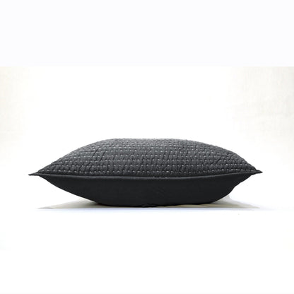 Charcoal Grey Stonewashed Kantha Quilted Pillow Sham Set
