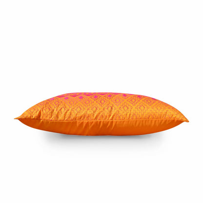 Vliving Orange Pink Kilim Embroidered Cushion Cover Poly Taffeta Pillowcase