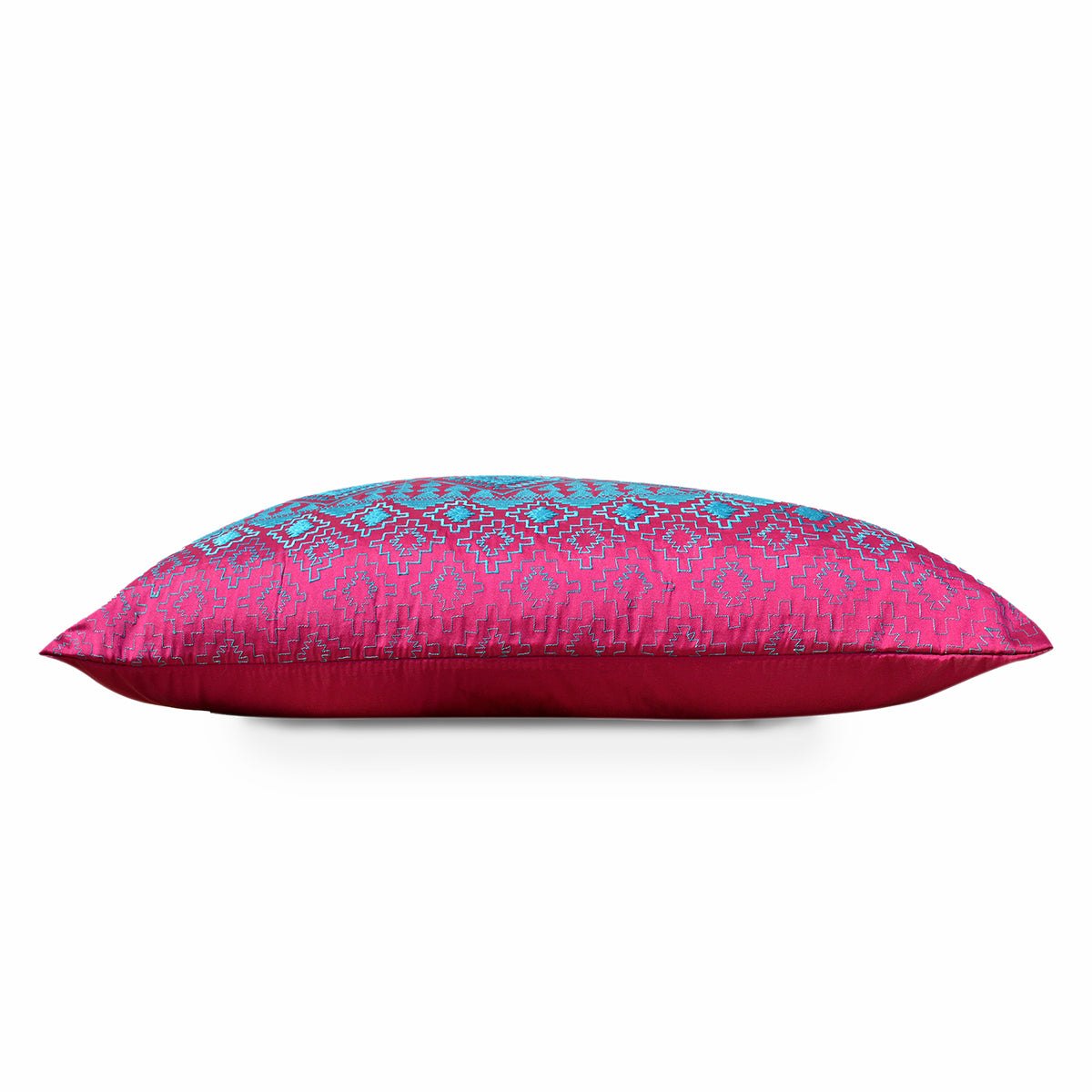 Hot Pink Turquoise Kilim Embroidered Throw Pillow Cover 14x21