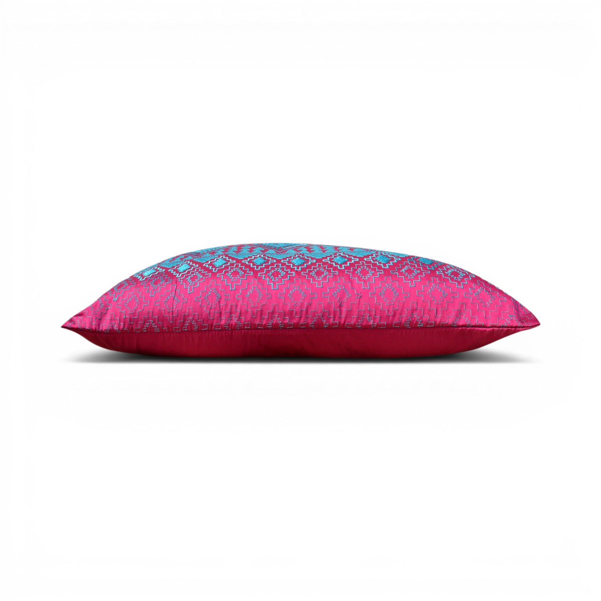 Kilim Pattern Embroidered Cushion Cover – Hot Pink & Turquoise
