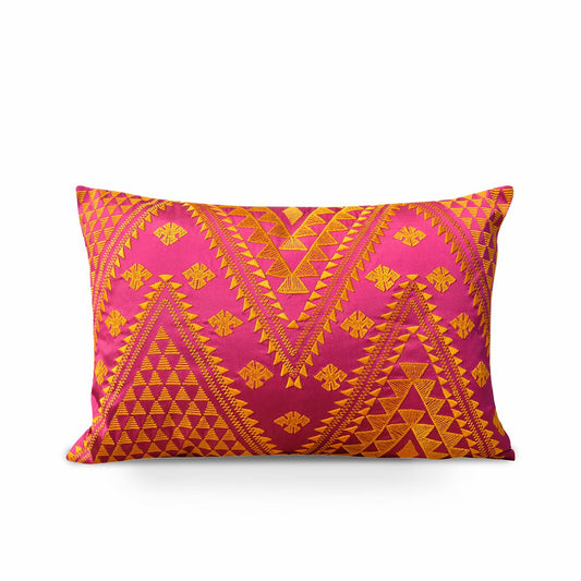 Vliving Hot Pink Orange Kilim Embroidered Pillow Cover