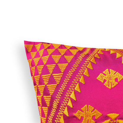 Vliving Hot Pink Orange Kilim Embroidered Pillow Cover