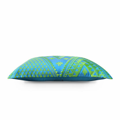 Handcrafted Turquoise Kilim Embroidered Poly Taffeta Pillow Cover