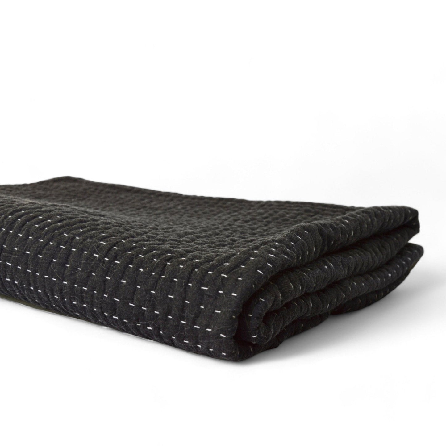Charcoal Hand Quilted Cotton Throw Blanket – 50x60 Inch Stonewashed