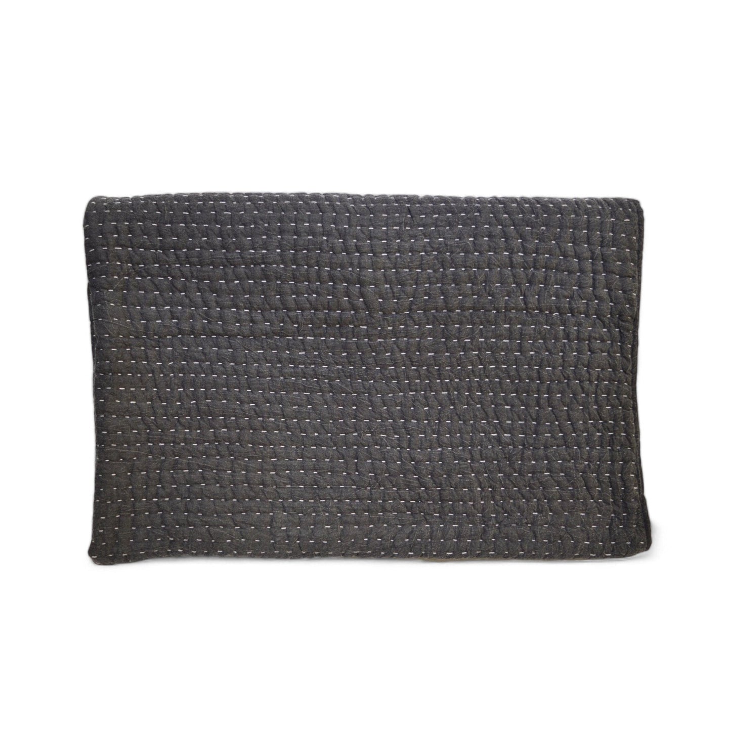 Charcoal Hand Quilted Cotton Throw Blanket – 50x60 Inch Stonewashed