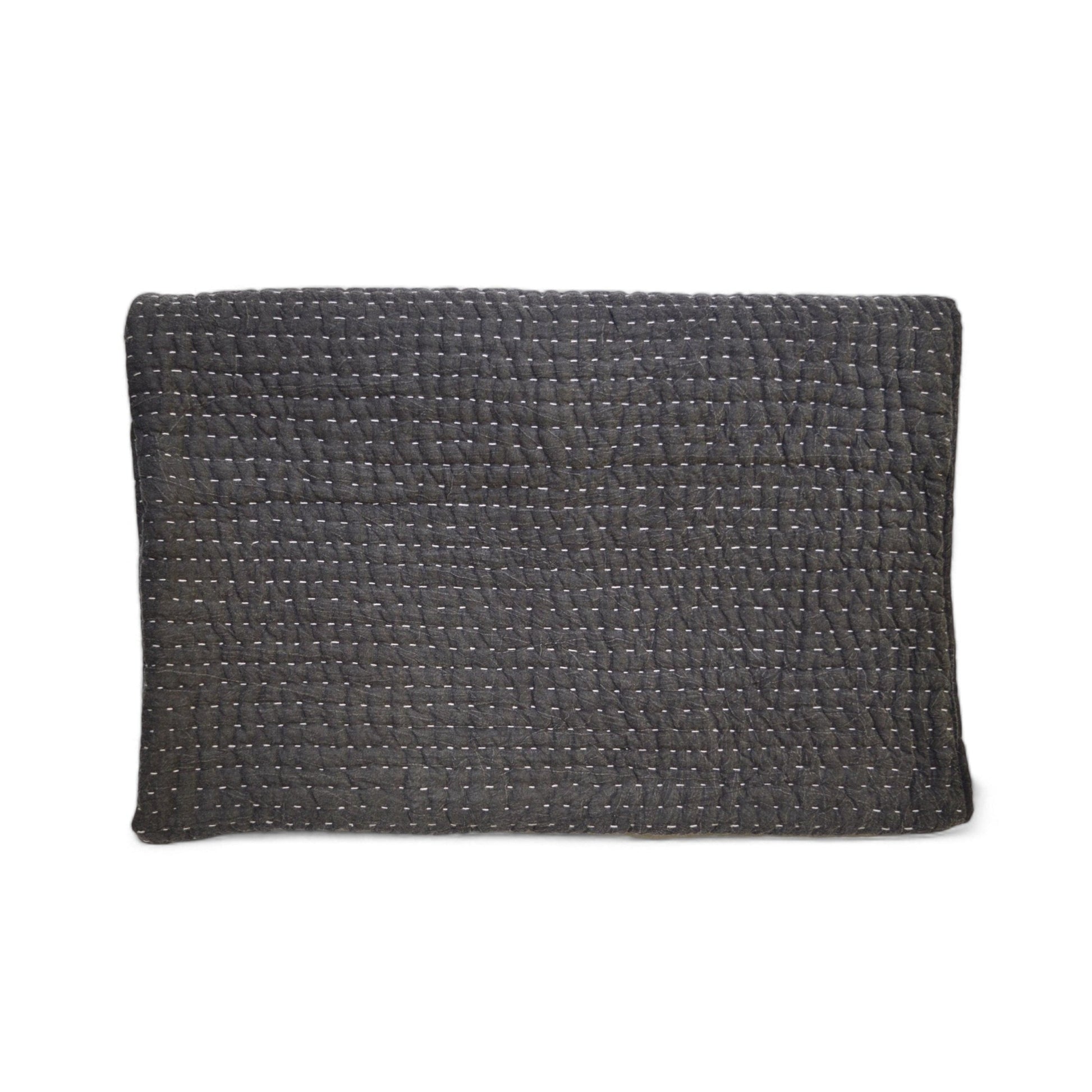 Charcoal Hand Quilted Cotton Throw Blanket – 50x60 Inch Stonewashed
