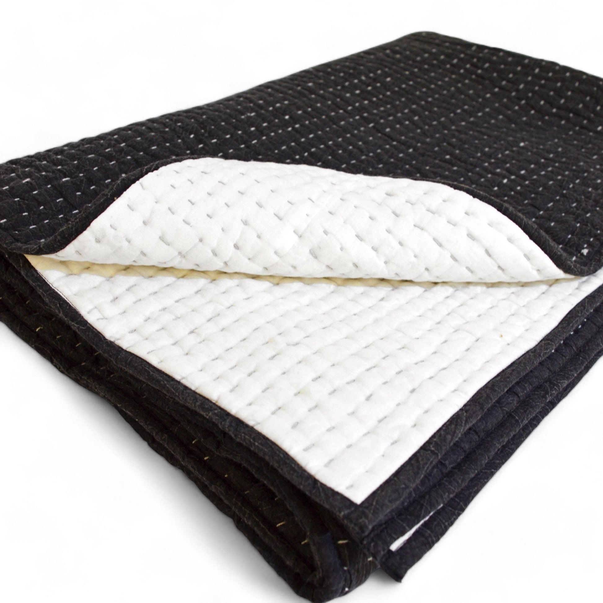 Charcoal Hand Quilted Cotton Throw Blanket – 50x60 Inch Stonewashed