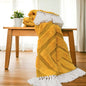 Mustard Yellow Hand-Tufted Cotton Throw Blanket | Diamond Pattern | Off-White Fringe | 44" × 55" | 100% Slub Cotton