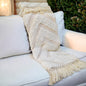 Off White Hand Tufted Cotton Throw Blanket with Diamond Pattern