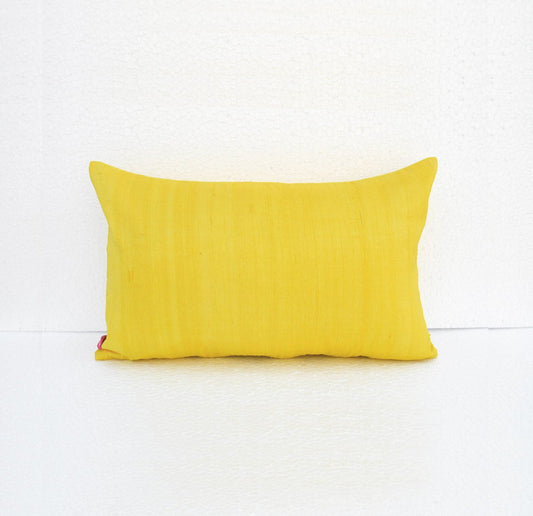 Yellow Pure Silk Dupioni Pillow Cover – Luxury Reversible Decorative Cushion