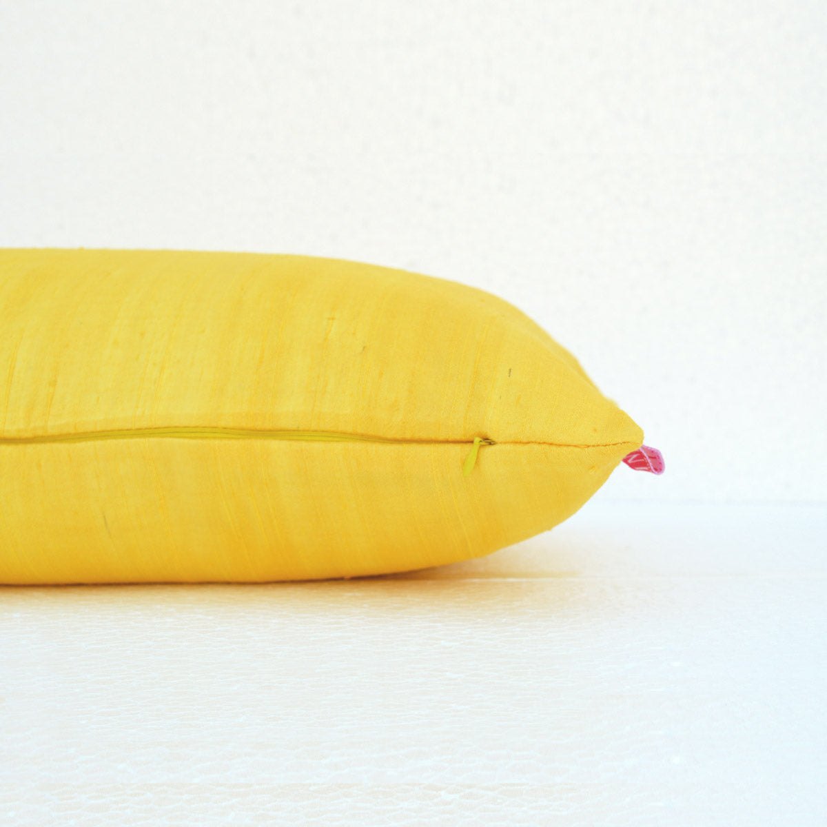 Yellow Pure Silk Dupioni Pillow Cover – Luxury Reversible Decorative Cushion