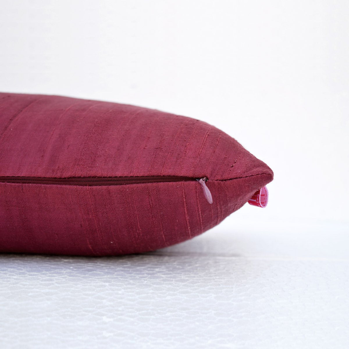 Maroon Pure Silk Dupioni Pillow Cover – Reversible, Concealed Zipper
