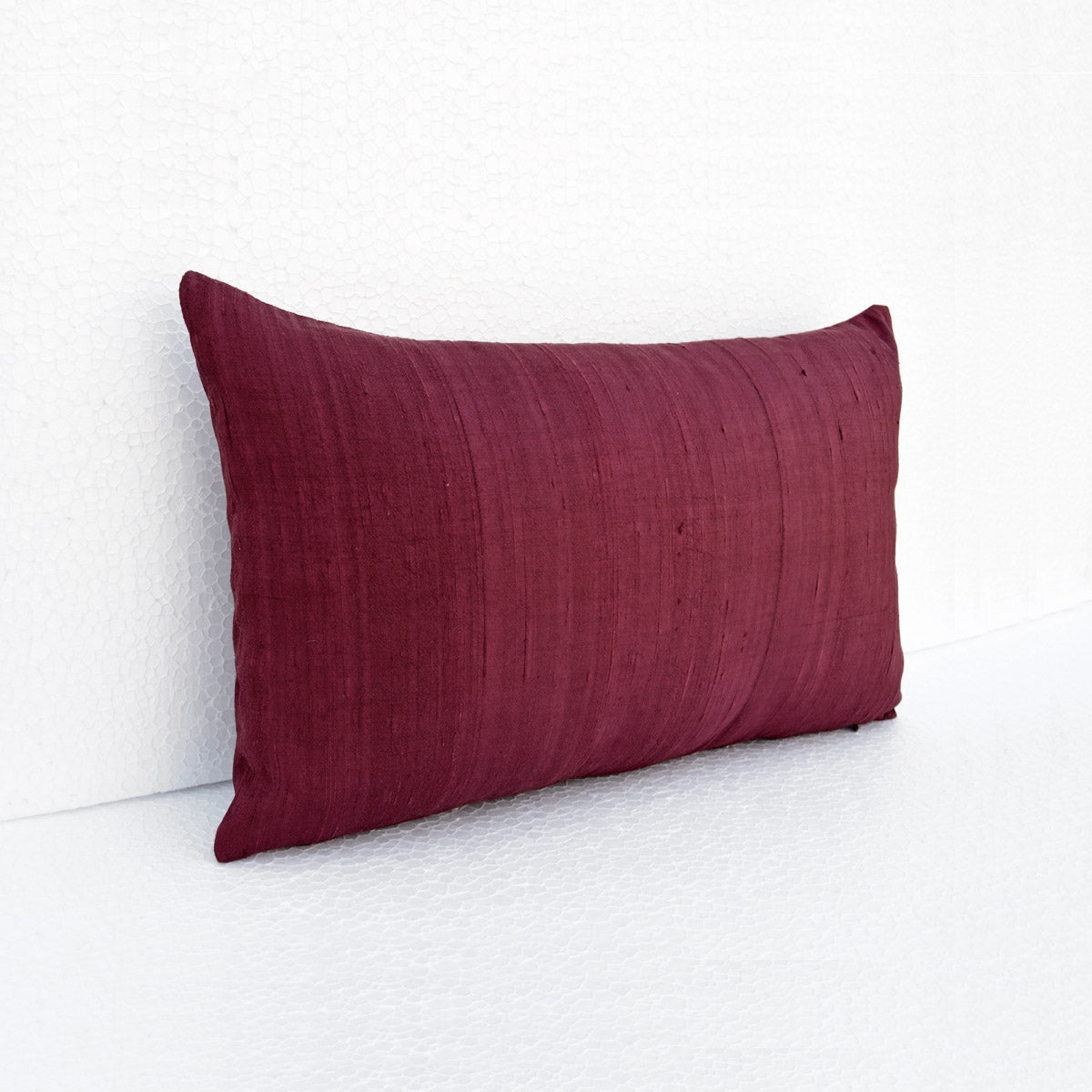 Maroon Pure Silk Dupioni Pillow Cover – Reversible, Concealed Zipper