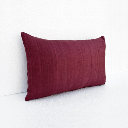 Maroon Pure Silk Dupioni Pillow Cover – Reversible, Concealed Zipper