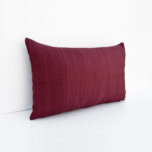 Maroon Pure Silk Dupioni Pillow Cover – Reversible, Concealed Zipper