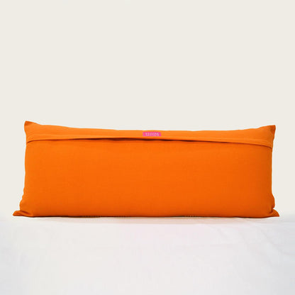 Tangerine Embroidered Long Lumbar Pillow Cover – Modern Retro Chic