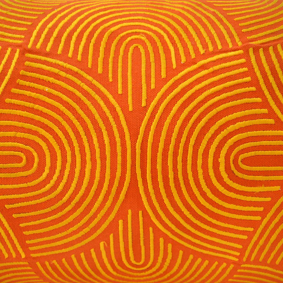 Tangerine Embroidered Long Lumbar Pillow Cover – Modern Retro Chic