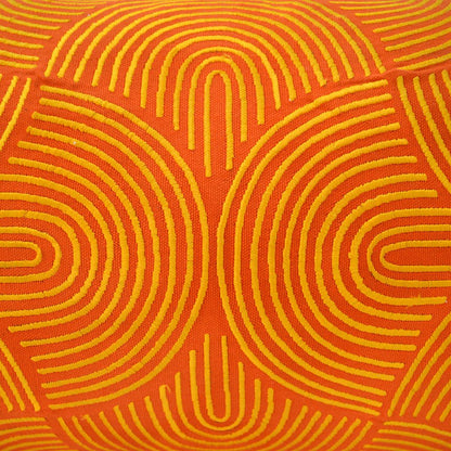 Tangerine Embroidered Long Lumbar Pillow Cover – Modern Retro Chic