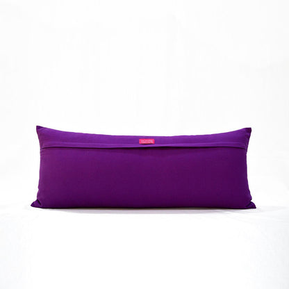 Kashidakaari Plum Cotton Lumbar Pillow Cover Hot Pink Ogee Embroidery