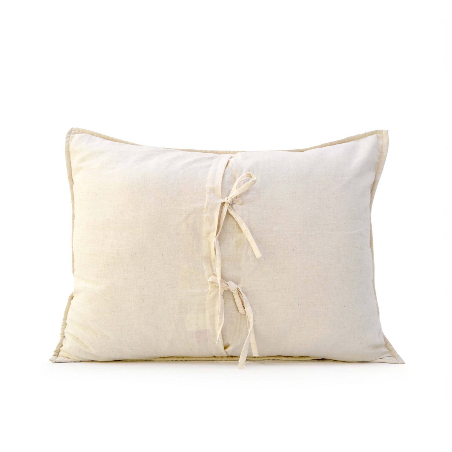 Beige Cotton Linen Quilted Pillow Sham – Four Size Options
