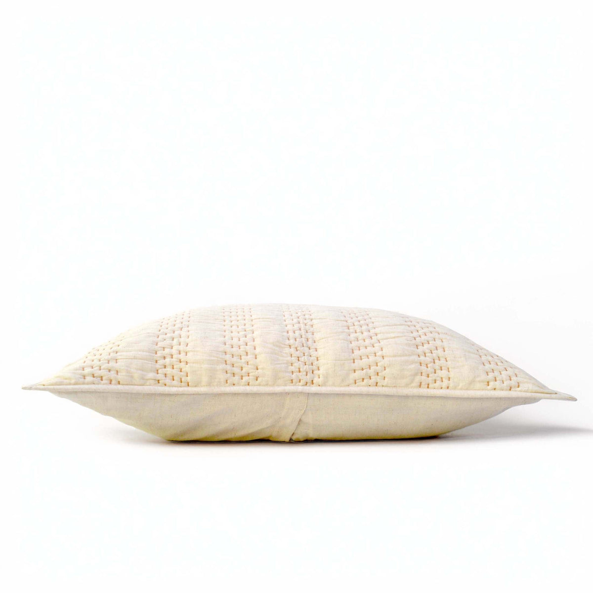 Beige Linen Quilted Bed Set | Stripe Pattern Hand Quilted | Twin, Queen & King Sizes