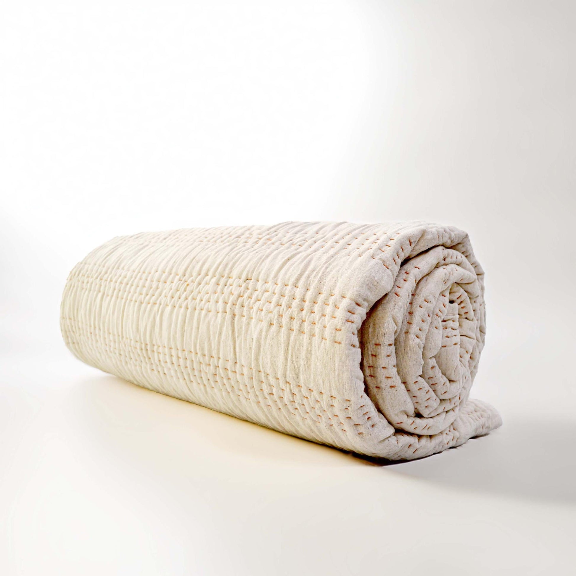 Beige Cotton Linen Stripe Quilt – Twin, Queen & King Sizes