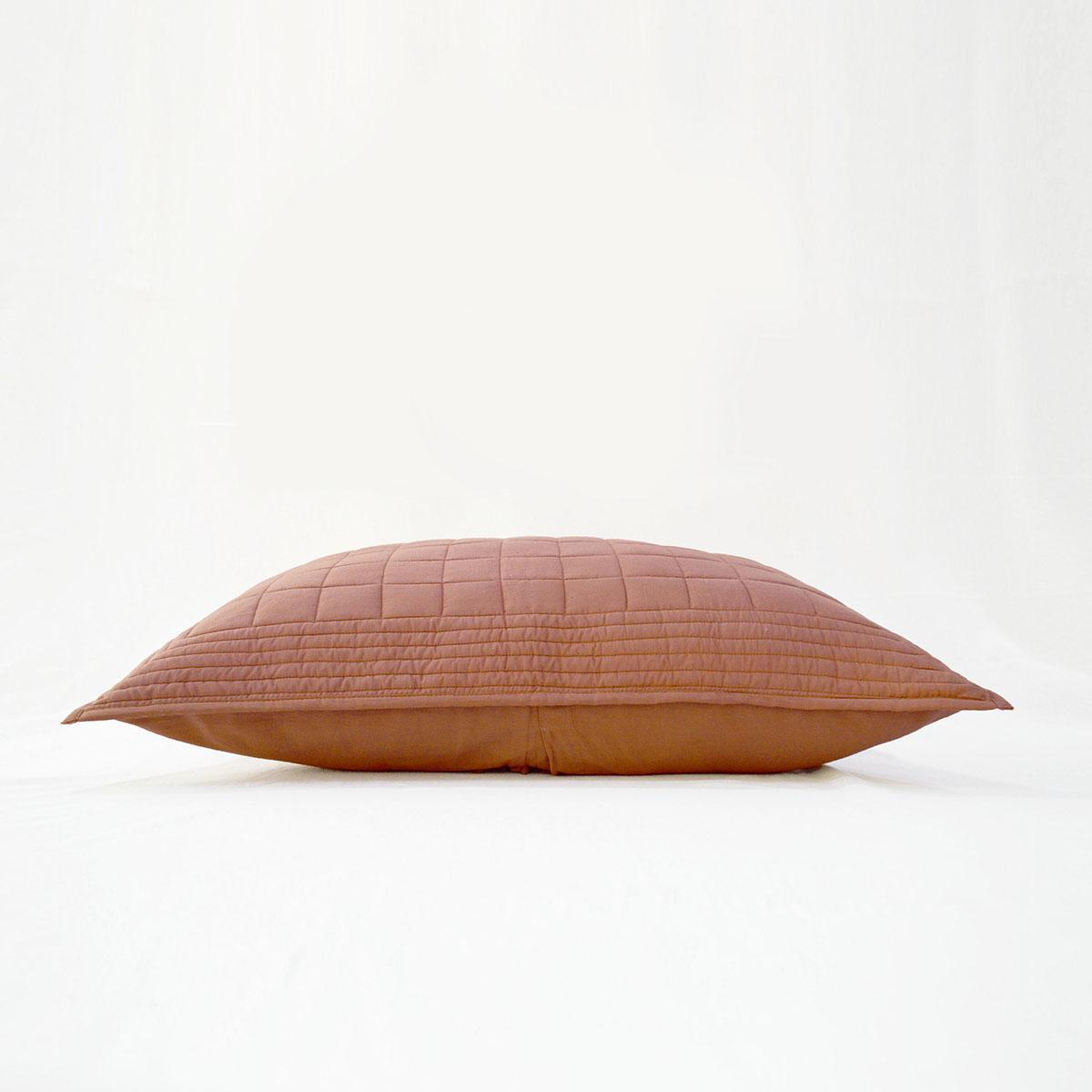 Clay Brown Cotton Voile Quilted Pillow Case | Diamond Pattern | Standard, Queen, King & Euro