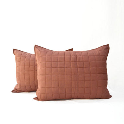Clay Brown Cotton Voile Quilted Bed Set | Diamond Pattern | 280 GSM | Twin, Queen & King