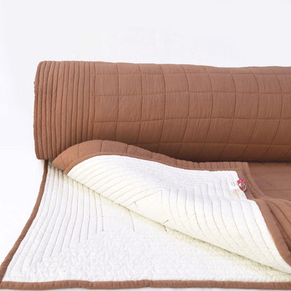Clay Brown Cotton Quilt | Check Pattern | Handmade | Single, Queen & King