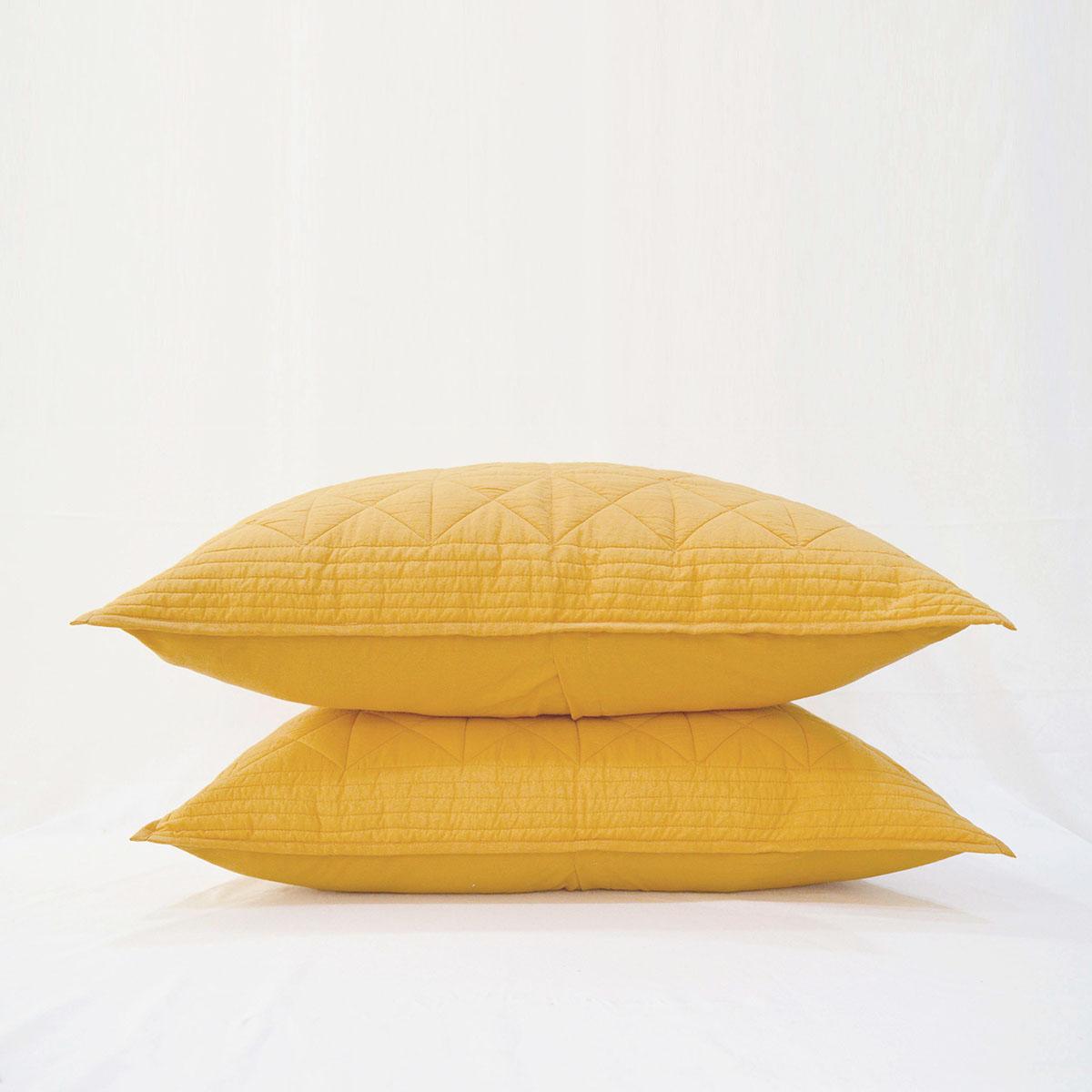 Mustard Cotton Quilted Pillow Cases | Handmade | Multiple Sizes