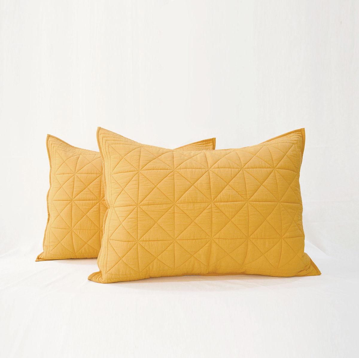 Mustard Cotton Quilted Bed Set – Soft Diamond-Pattern Quilt for Twin, Queen, King