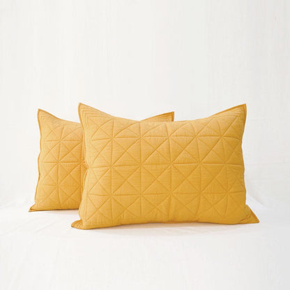 Mustard Cotton Quilted Pillow Cases | Handmade | Multiple Sizes