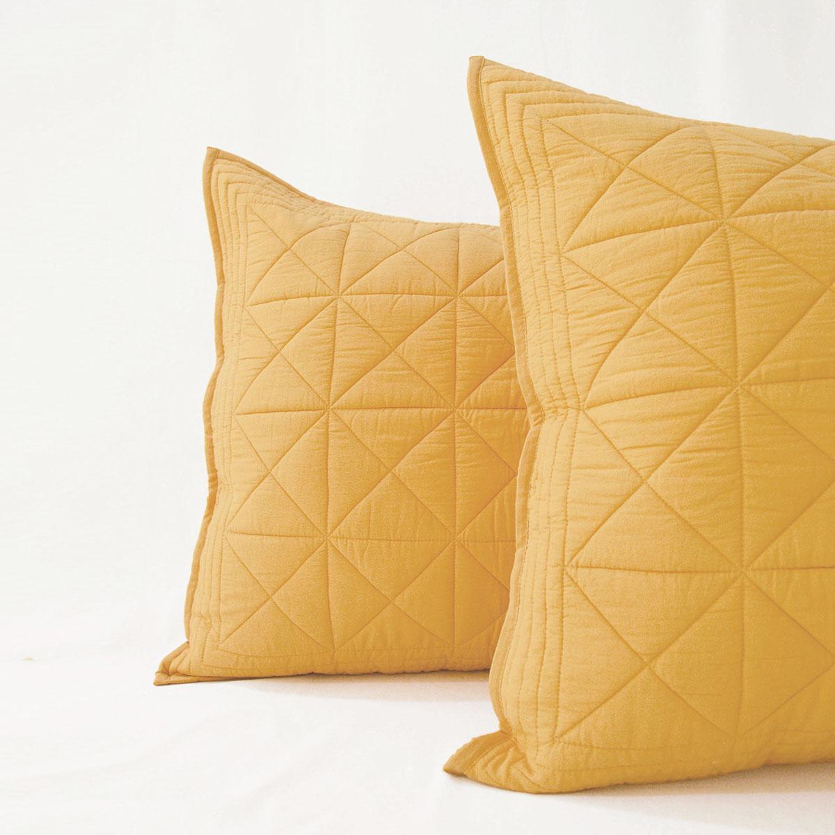 Mustard Cotton Quilted Pillow Cases | Handmade | Multiple Sizes