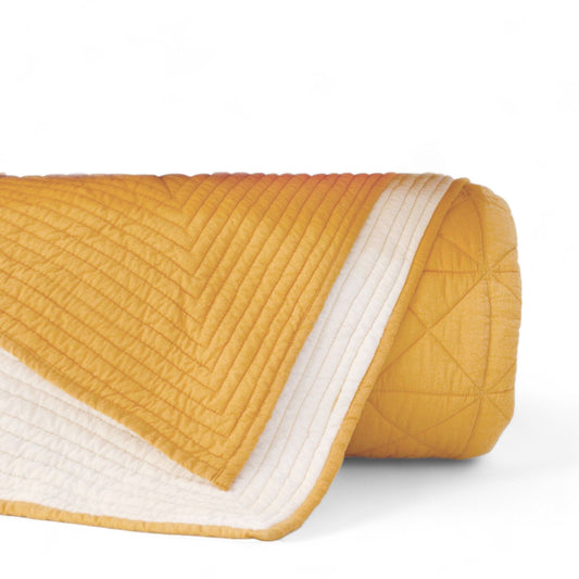 Premium Mustard Cotton Diamond Pattern Quilt Soft Bedspread