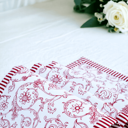 Red Victorian Swirl Print Table Runner | Cotton | 4 & 6 Seater
