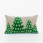 Festive Christmas Linen Pillow Cover with Velvet Tree Applique and Cowrie Shells