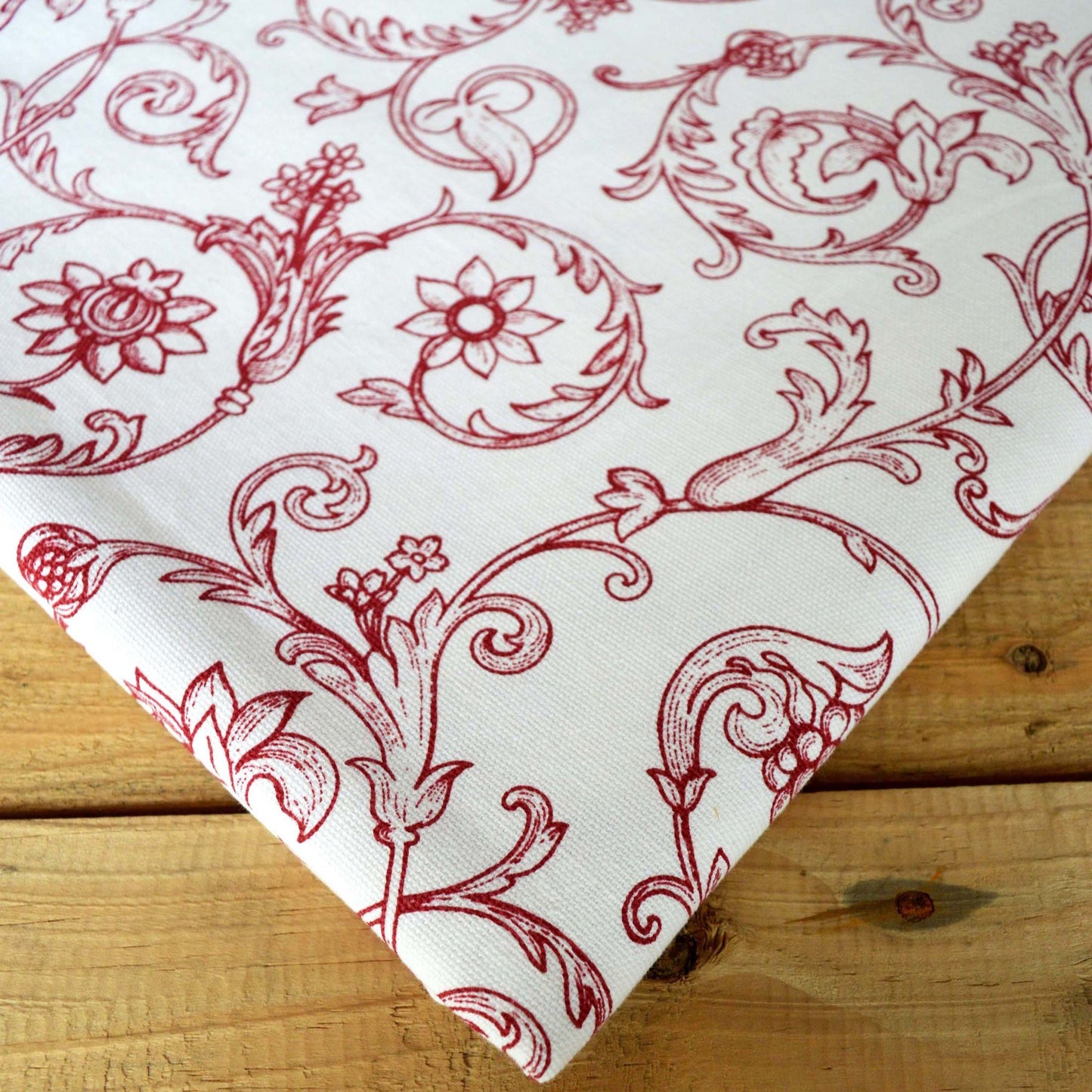 Red and White Swirl Victorian Table Cloth 100% Cotton