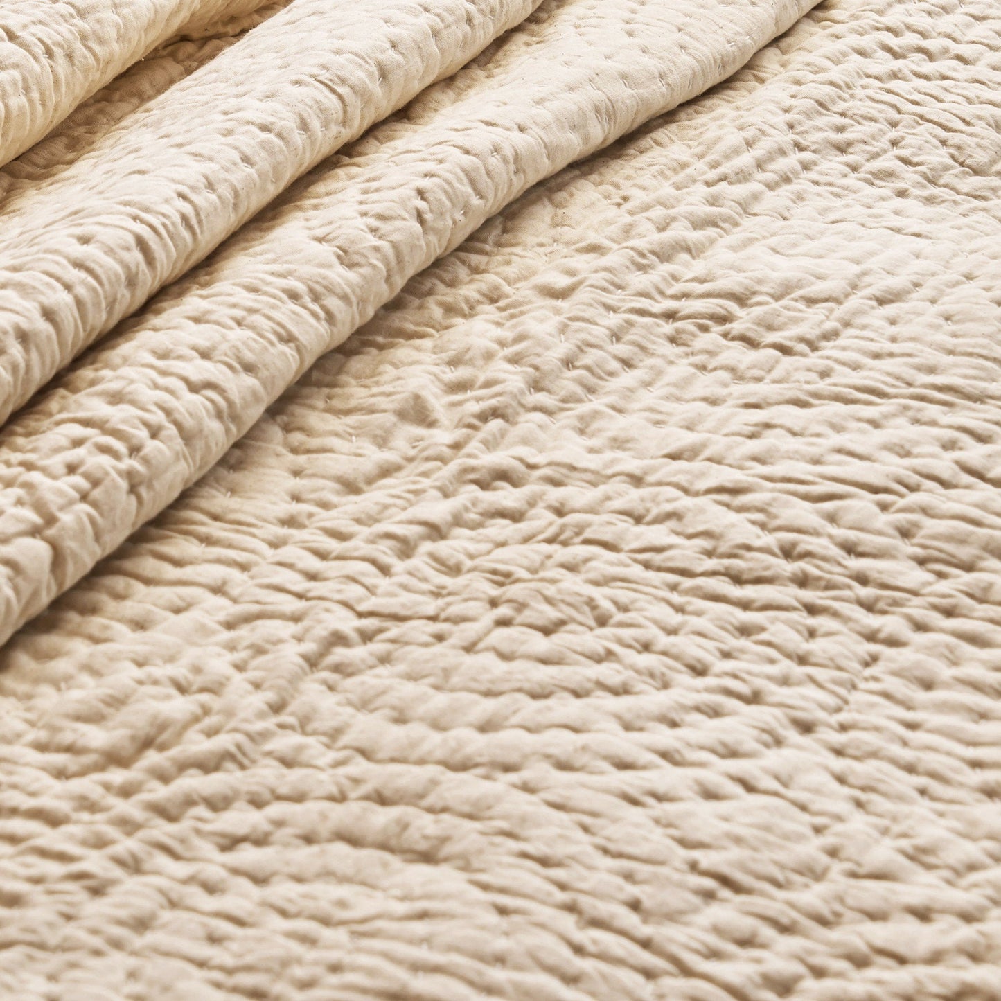 Beige Cotton Linen Quilted Bed Set – Twin, Queen, King
