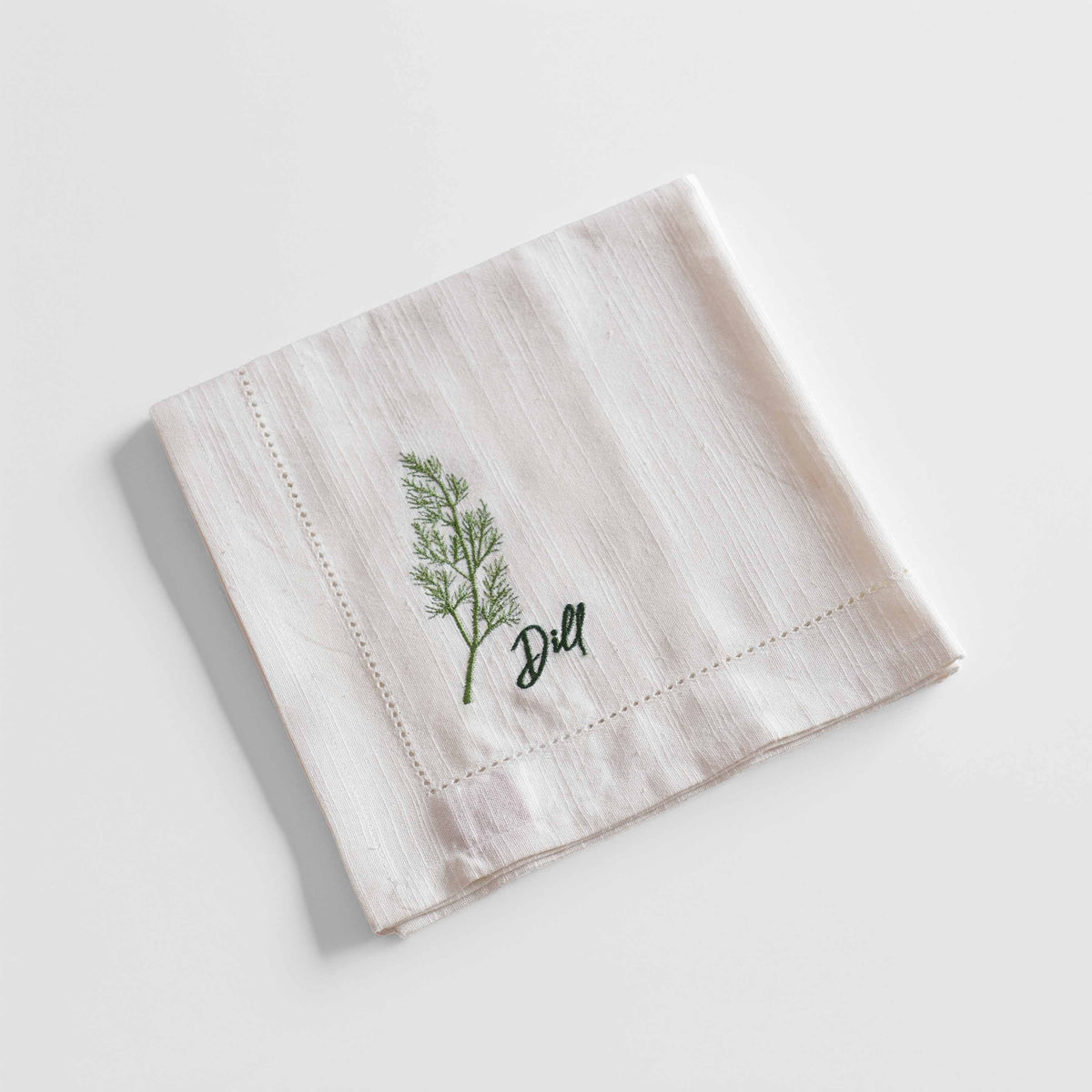 Herb Embroidered Linen-Cotton Napkins | Botanical Collection | 18 × 18 inches | Sets of 2, 4 & 6