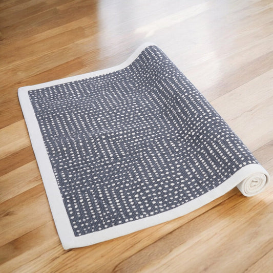 Modern Retro Grey Cotton Dot Print Area Rug – Handcrafted Elegance