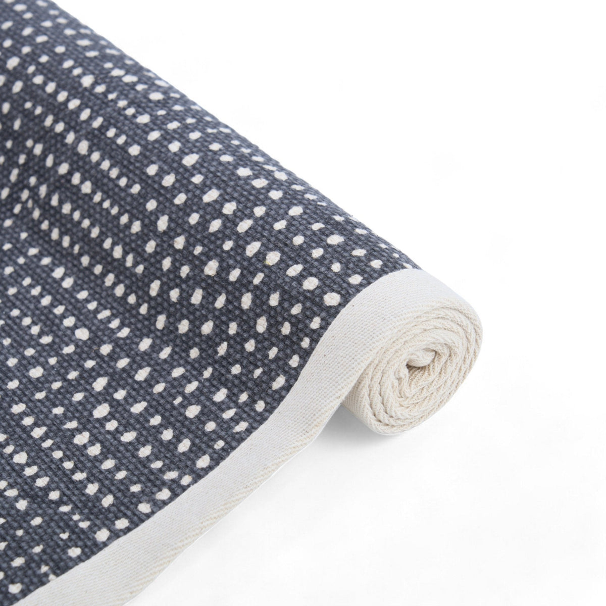 Modern Retro Grey Cotton Rug | Dot Print | 100% Cotton | Sizes Available
