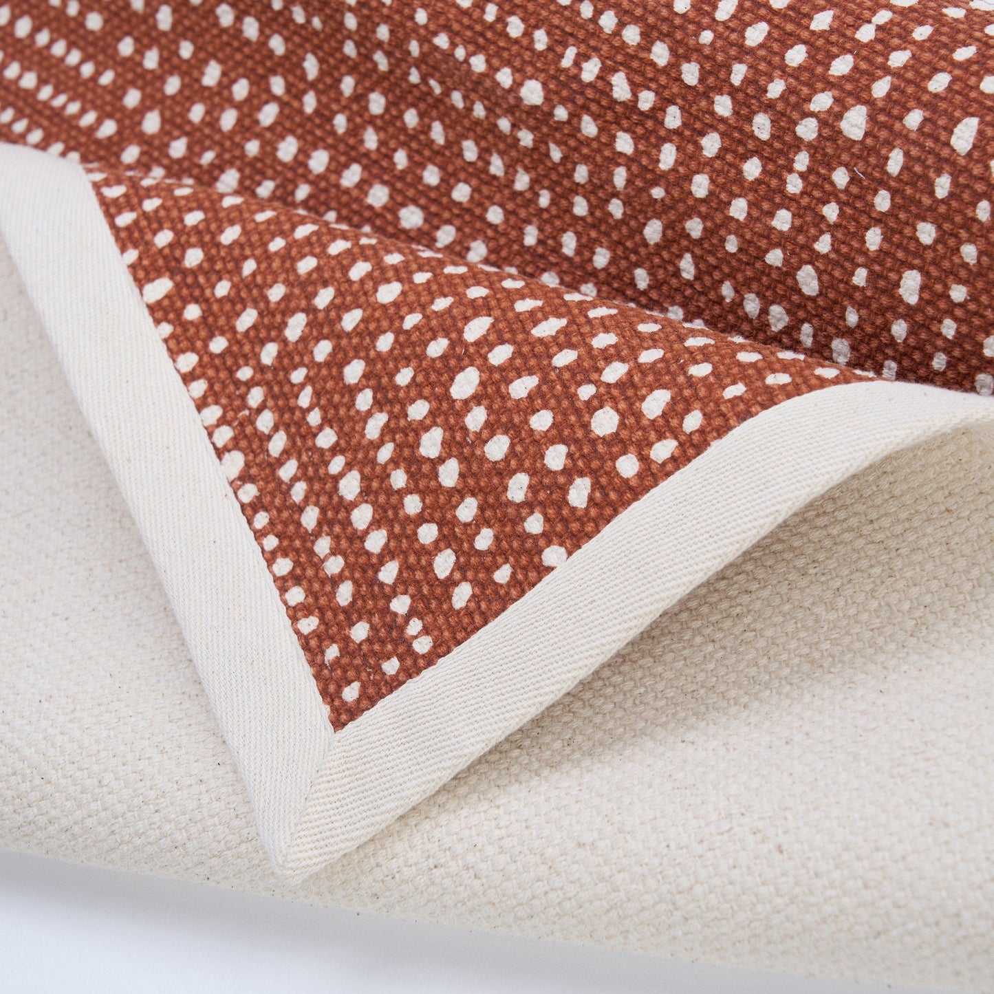 Rust Cotton Dot Print Modern Retro Area Rug for Living