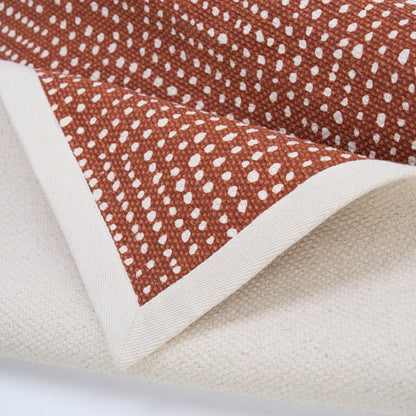 Rust Cotton Dot Print Modern Retro Area Rug for Living