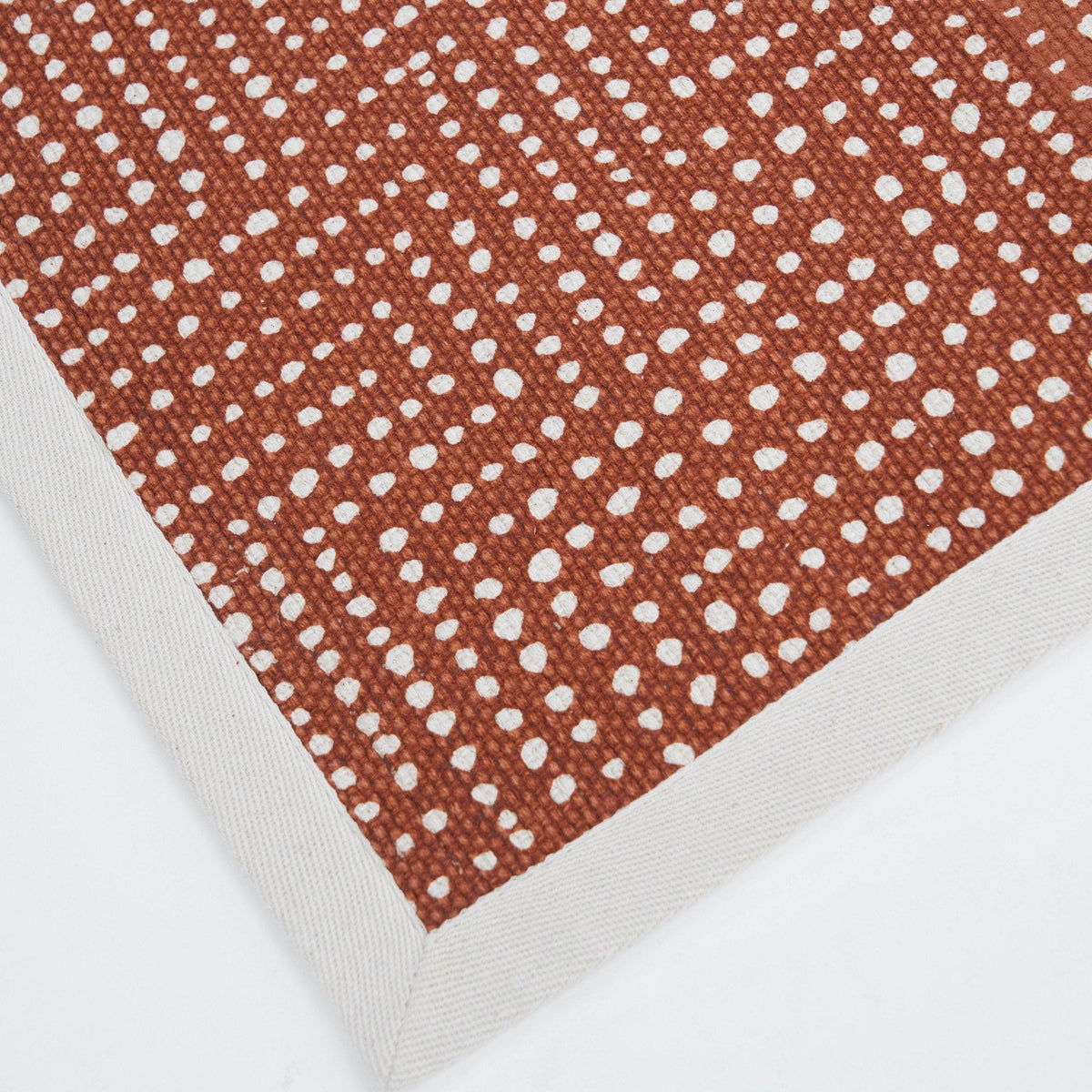 Modern Retro Rust Cotton Rug | Dot Print | 100% Cotton | Sizes Available
