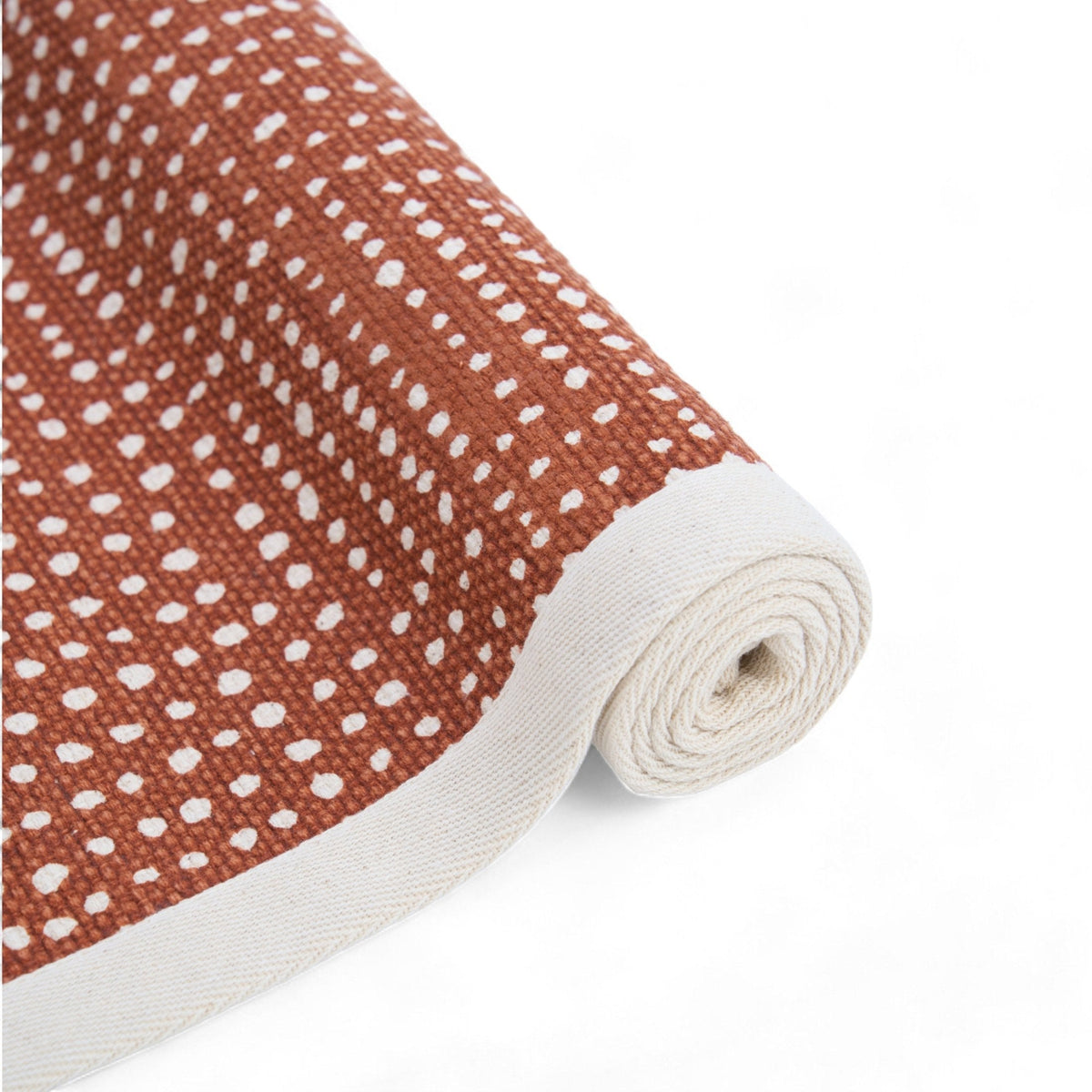 Modern Retro Rust Cotton Rug | Dot Print | 100% Cotton | Sizes Available