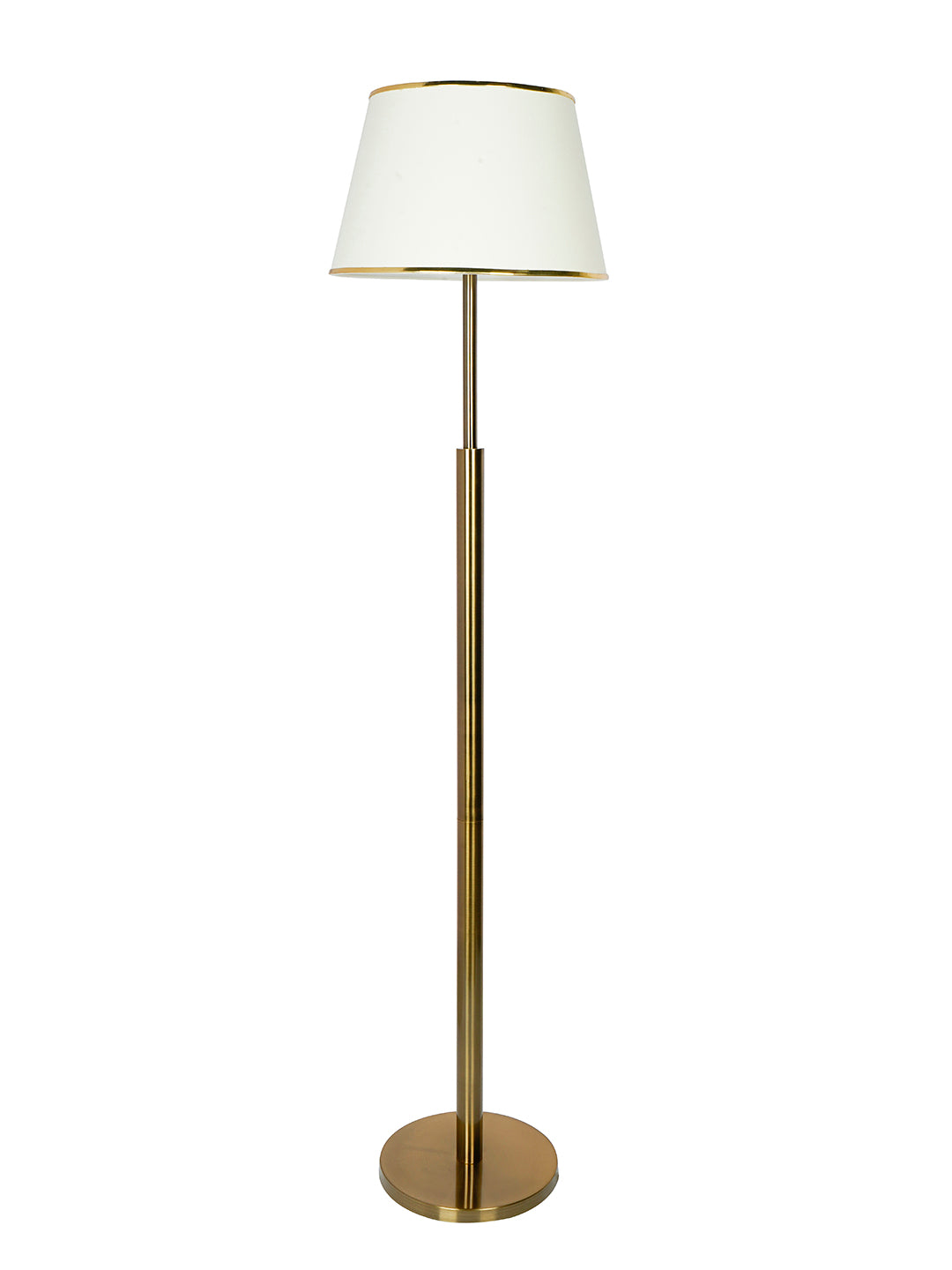 Simple Sophistication: Antique Brass Floor Lamp with Cream Shade