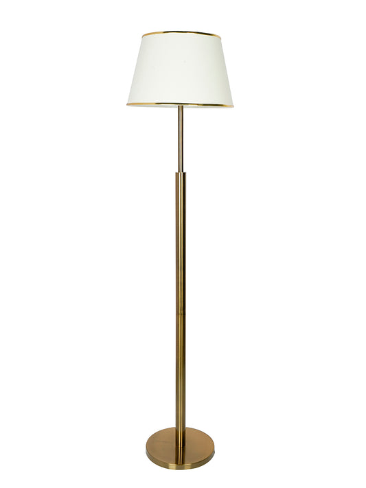 Simple Sophistication: Antique Brass Floor Lamp with Cream Shade