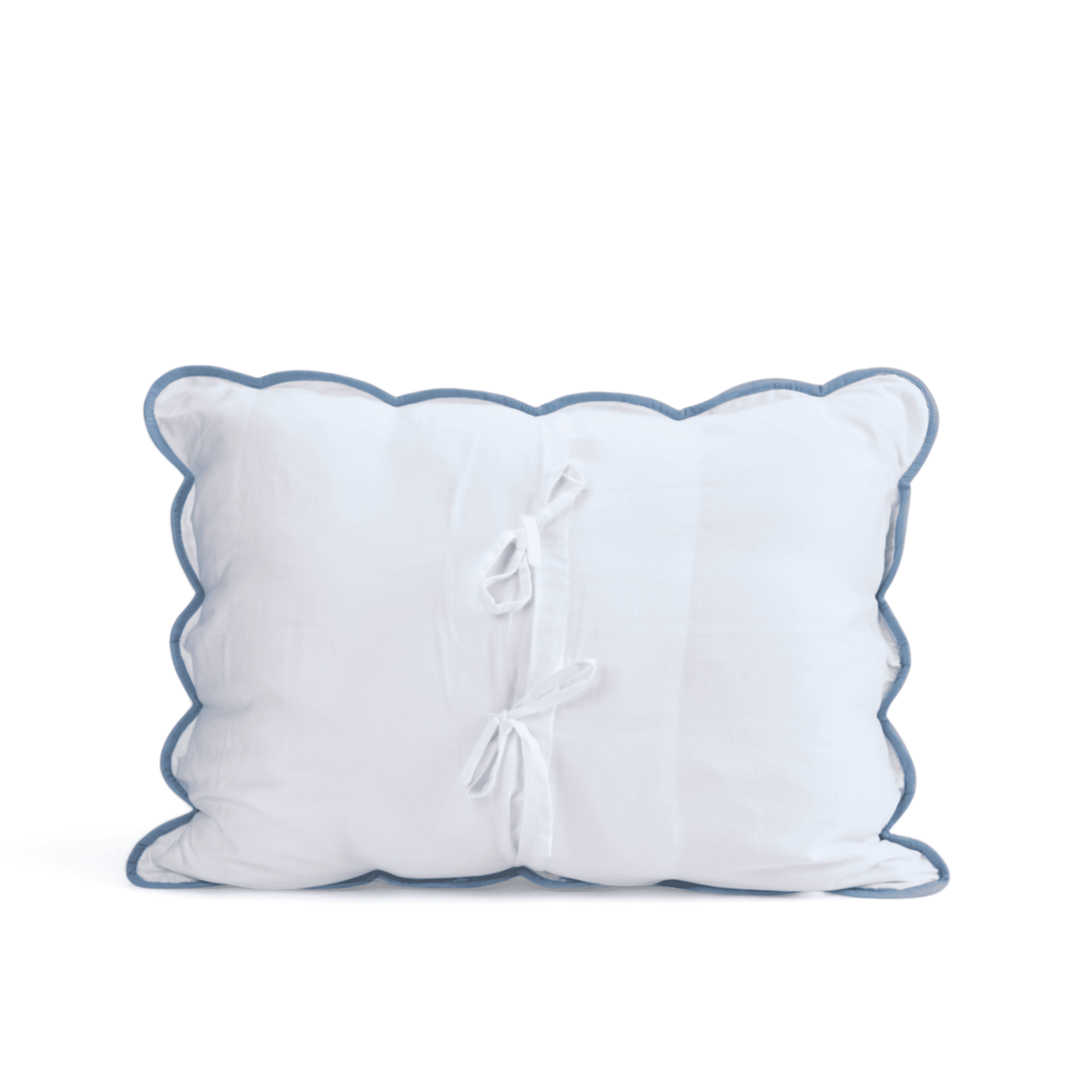 Amour Scalloped Quilted Bed Set – White & Duck Egg Cotton Luxury Quilt